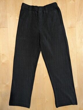 Issey Miyake Men's Black Ribbed Pants Size m